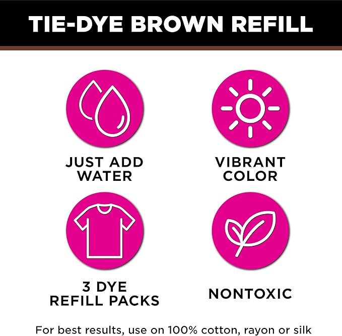 Tulip One-Step Tie-Dye Kit , 3 Fabric Dye Refill Packs, Packs, Brown