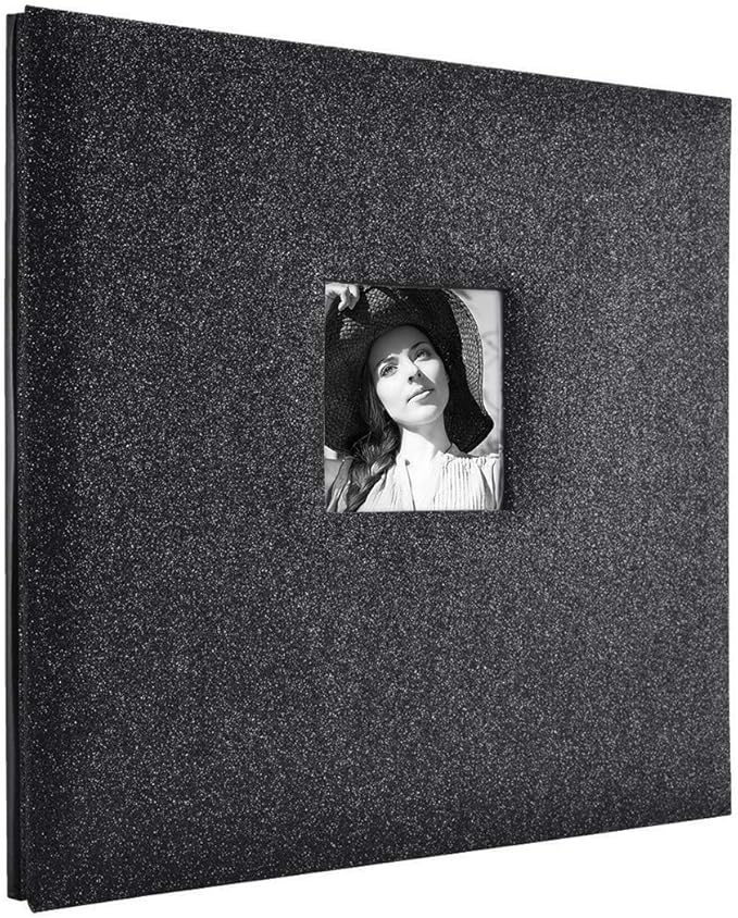 MCS Expandable 10-Page Glitter Scrapbook Album with Photo Opening Cover and 12 x 12 Inch Pages, 13.5 x 12.5 Inch, Black Diamond