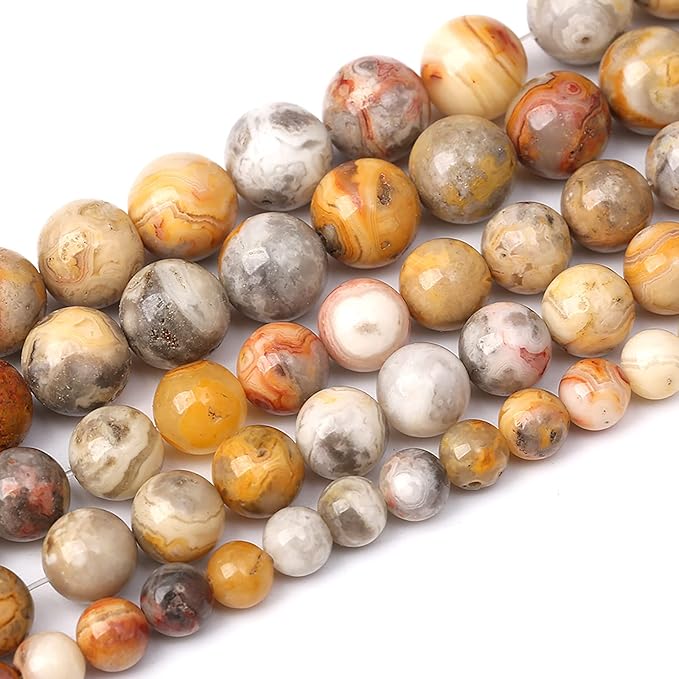 45pcs 8mm Natural Stone Beads Crazy Lace Agate Gemstone Round Loose Beads for Jewelry Making DIY Bracelet Necklace