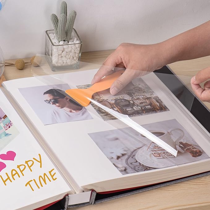 Large Photo Album Self Adhesive 4x6 5x7 3x5 8.5x11 Scrapbook Magnetic Album DIY Scrap Book Length 13 x Width 12.8 (Inches) 120 Sticky Pages Linen Cover DIY Photo Album (Grey)