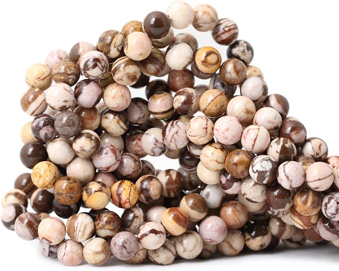 cheavian 45pcs 8mm natural australian zebra gemstone round loose beads crystal energy stone for diy jewelry making 1 strand 15"