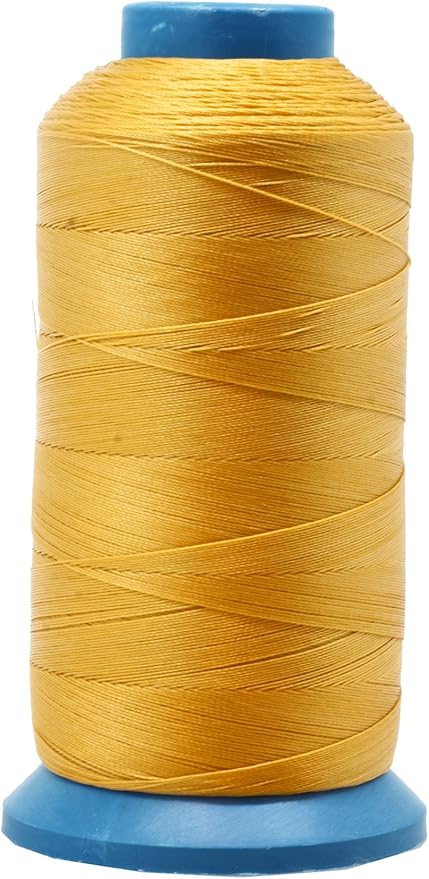 Mandala Crafts Bonded Nylon Thread Gold Heavy Duty Sewing Threads - 1500 YDs Size 69 210D T70 Tex 70 Thread for Leather Jeans Weaving Outdoor Marine Upholstery Threads