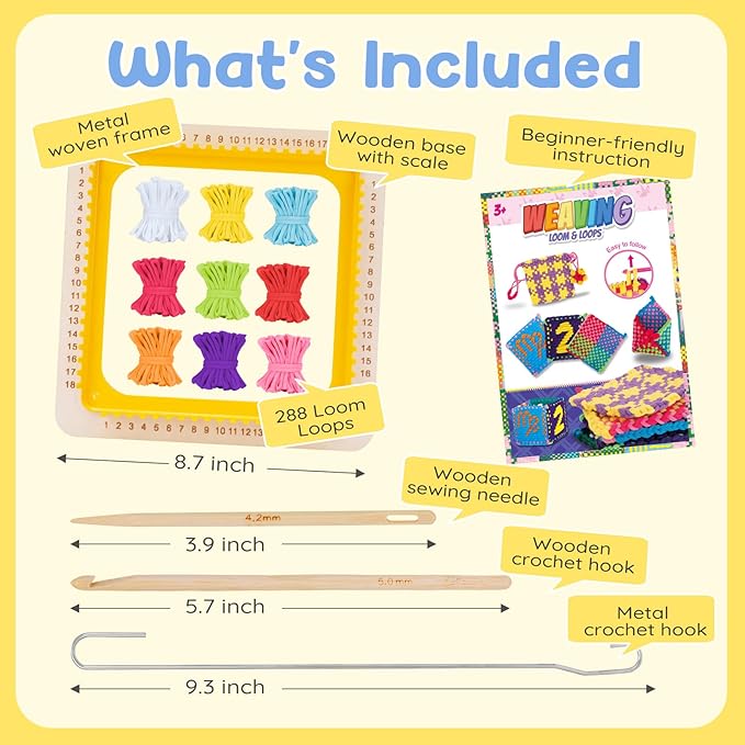 DREMTOY Metal Weaving Loom Kit Toys, DIY Crafts Projects for Kids and Adults, Gift Ideas for Girls 6-12 Years, Easy Potholder Loom Knitting for Beginners, Includes 9 Colors, 288 Craft Loops