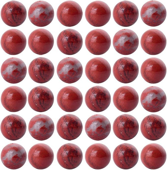 Natural Stone Beads 100pcs 8mm Round Red Jasper Genuine Real Stone Beading Loose Gemstone Hole Size 1mm DIY Charm Smooth Beads for Bracelet Necklace Earrings Jewelry Making (Red Jasper)