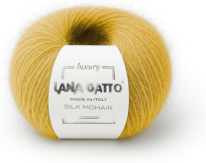 Silk Mohair Luxury Yarns, Premium and Soft Blend for Knitting, Made in Italy (Yellow - 14531, 10)
