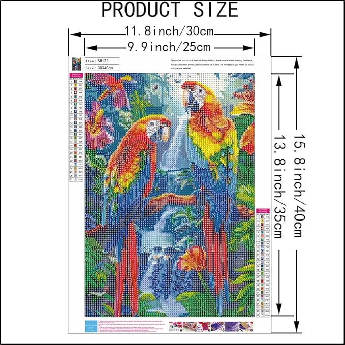 5D Bird Diamond Art Painting Kits for Adults, Animal Parrot Full Drill Diamond Painting Kits for Beginner,DIY Round Diamond Dots Painting Art Kits for Adults Gem Art Home Wall Decor 12 X 16 inch