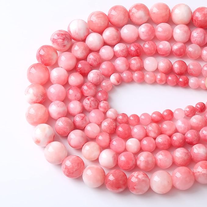 90pcs 4mm Natural Pink White Persian Jade Gemstone Beads Round Loose Spacer Beads for Jewelry Making DIY Bracelets Necklaces 15" (Pink Persian Jade, 4mm)