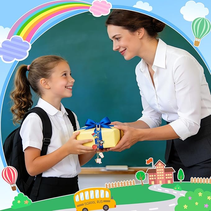 AUGSUN 189 Pcs Teacher Keychain Making Kit Teacher Keychain Craft Supply Kit Teacher Appreciation Gift Teacher’s Day Accessories for Back to School Graduation Thank You Gifts