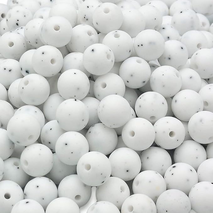 DIYOMR 100Pcs Silicone Beads, Single Color Beads Silicone Round Beads Rubber Craft Beads Bracelet Necklace Beads for Keychain Jewelry Lanyard DIY Crafts Making (12mm,Gravel)