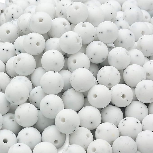 DIYOMR 100Pcs Silicone Beads, Single Color Beads Silicone Round Beads Rubber Craft Beads Bracelet Necklace Beads for Keychain Jewelry Lanyard DIY Crafts Making (12mm,Gravel)
