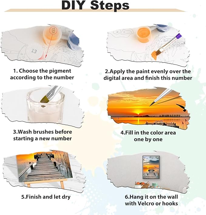 EOBROMD Framed Paint by Numbers Kits for Adults - Wooden Easel, Landscape DIY Acrylic Paint by Number on Stretched Canvas, Painting Kits Adults Oil by Numbers for Home Decor 10x14 Inch