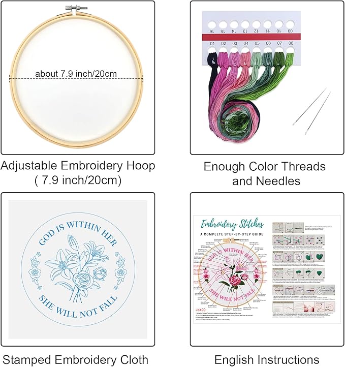 Louise Maelys Embroidery Kits for Beginners,Cross Stitch Kit for Adults,DIY Needlepoint with Easter Tulip Rose Flowers Pattern