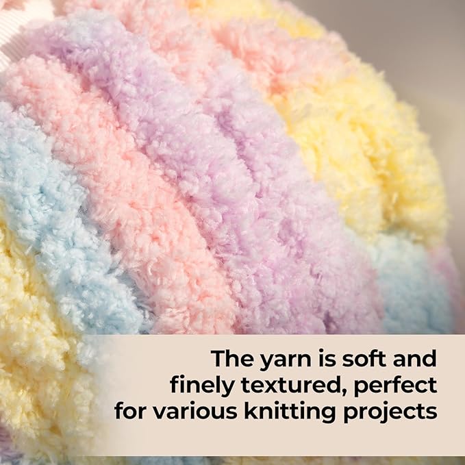 Chunky Yarn for Hand Knitting & Crocheting – Mixed Color Soft, Bulky Jumbo Yarn for Blankets, Scarves, DIY Projects, 8-Pack (Yellow, Pink, Lavender, Blue)