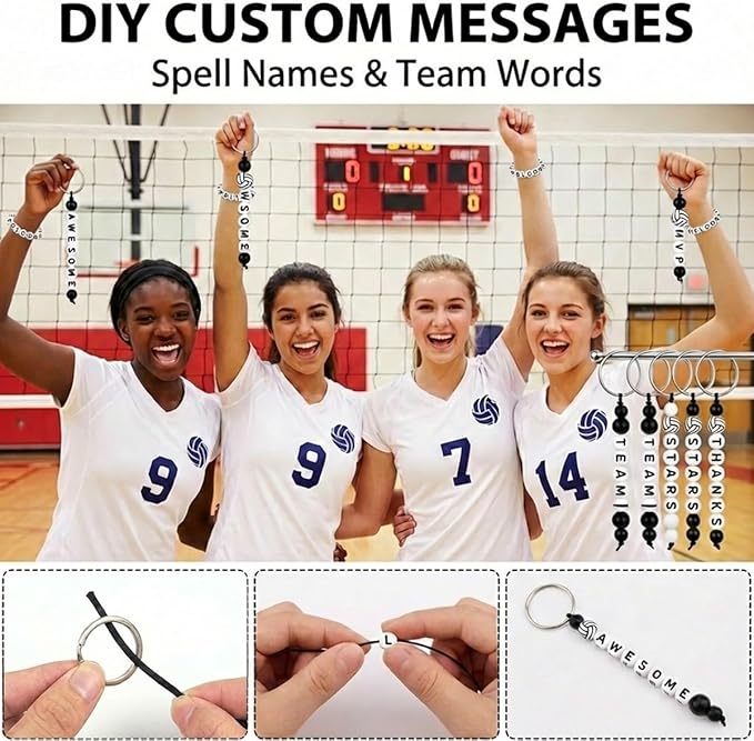 567 Pcs Volleyball Beads Keychain Making Kit, DIY Durable Acrylic Beads, Gifts for Team, Players, Coaches, Fans, for Outdoor Play, Practices, Tournaments, Party Favors & Backpack Accessories