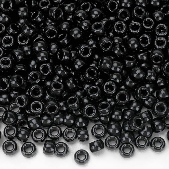 IOOLEEM Black Pony Beads,1200pcs Beads for Bracelets Making & Hair braiding, Kandi Friendship Bracelets & Jewelry Making.