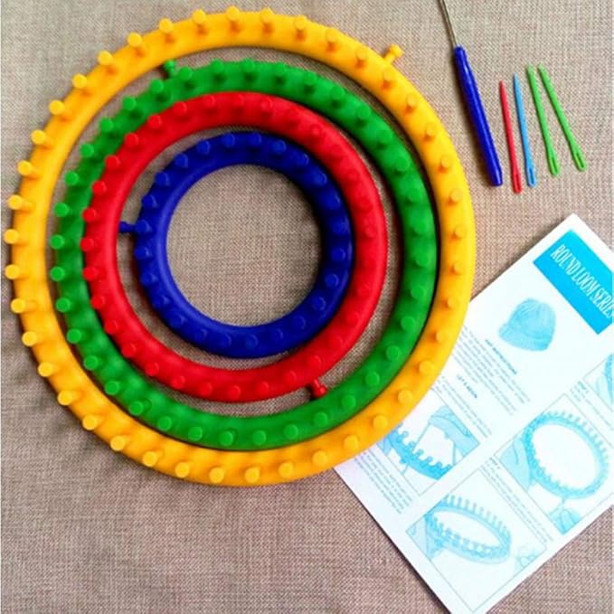 QUPA AM STORE JapanAmStore Round Knitting Loom Set Plastic Circle Knitting Loom for Hats Scarf Shawl (1 Set)