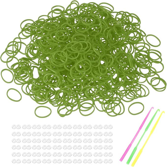 MECCANIXITY 1800 Pcs Loom Rubber Bands Kit with 75 Pcs S-Clips 3-Hooks Rubber Bands Refill Bracelet Making Kits for Weaving DIY Handcrafts Gift, Green