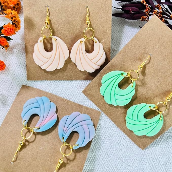 Xaekicr Polymer Clay Cutters – 2PCS Shell Swirl & Abstract Arch Clay Cutters for Polymer Clay Jewelry, Clay Tools and Earring Cutters for DIY Crafts and Earring Kit