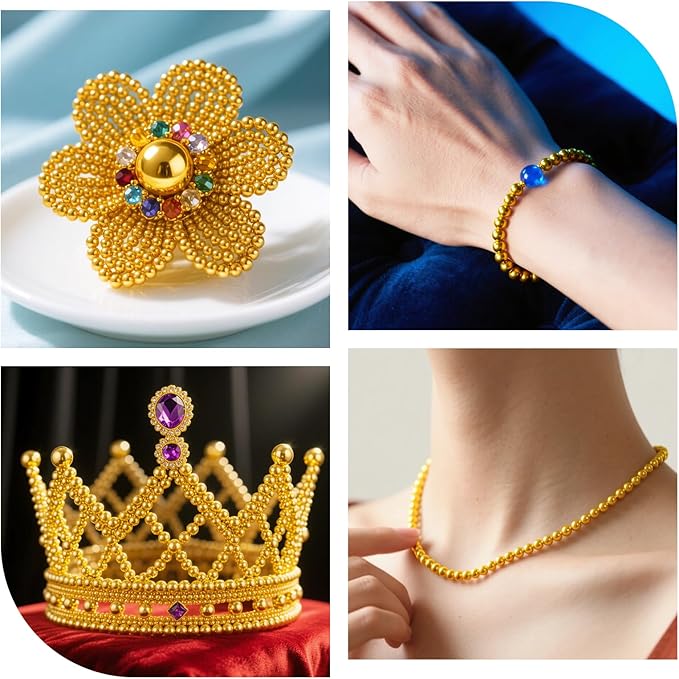 Laopottbeads 900 Pcs Gold 6MM Beads for Jewelry Making Round Beads DIY Kit for Bracelets, Earrings, Necklaces & Anklets