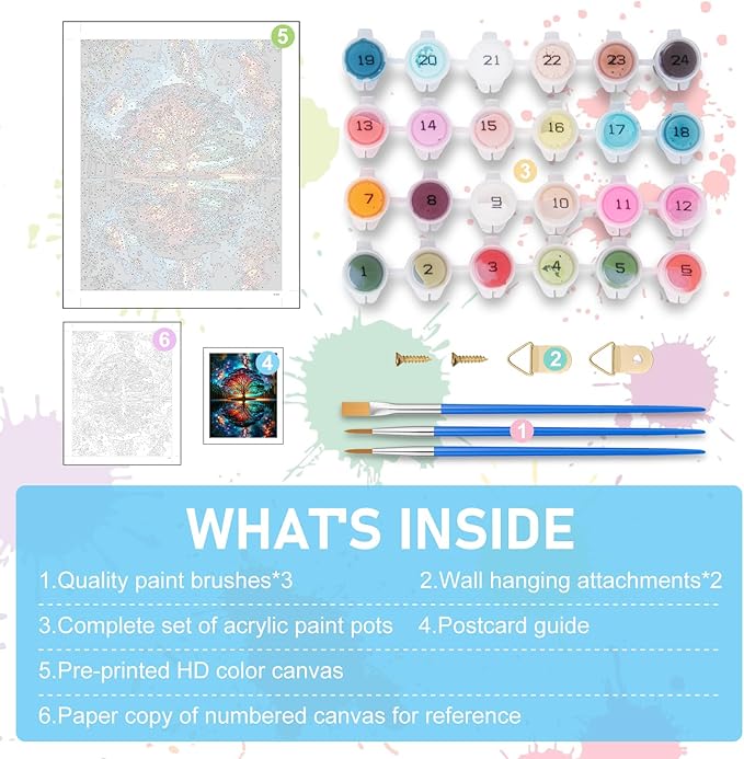 Paint by Numbers Kit for Adults - Tree of Life Acrylic Adult Paint by Number Kits on Canvas for Beginner, Tree of Life DIY Oil Painting by Numbers for Adults Kit, Perfect for Home Decor Gift 16"x20"