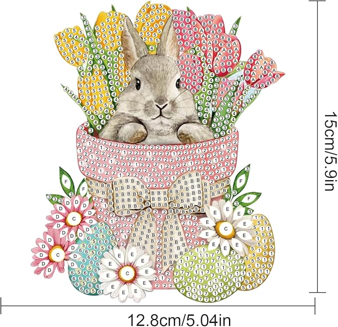 5D Rabbit Diamond Art Suncatcher Hanging Kit, DIY Crystal Diamond Painting Pendant Wall Window Door Decor, Handmade Animal Rhinestone Art Ornament Craft for Home, Garden, Easter or Birthday Gifts