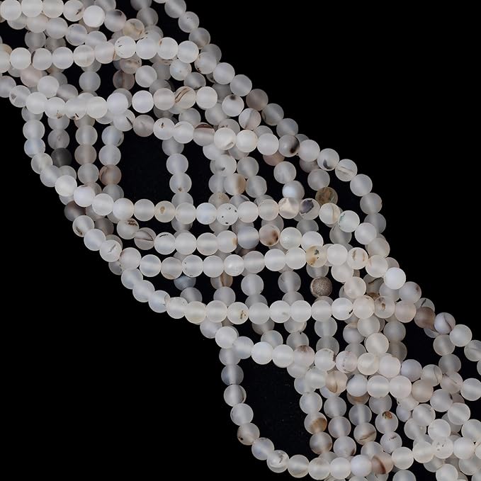 60PCS 6mm Natural Frosted Moss Grass Agate Gemstone Round Loose Beads for Jewelry Making 1 Strand 15"