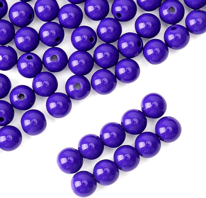 bonny boxx 500pcs 8mm smooth deep purple acrylic round beads, plastic resin bubblegum balls chunky gumball beads for necklace and bracelet making, crafting supplies