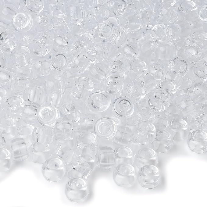 pony beads 1100 pcs,beads for bracelets making,plastic bead for crafts,hair bead for braids for girls,gifts for girls,christmas girl gifts (clear)