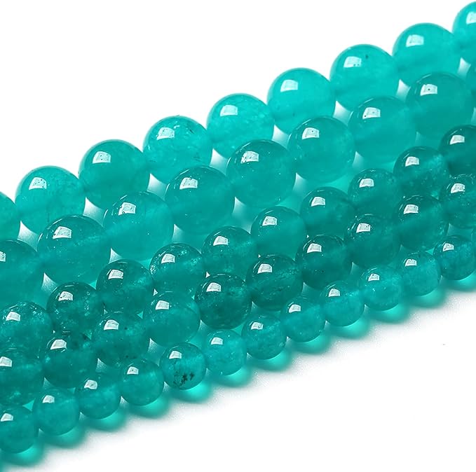 76PCS 10mm Natural Stone Beads Blue Amazonite Jade Stone Round Loose Beads for Jewelry Making DIY Bracelet Necklace 32" 2 Strands