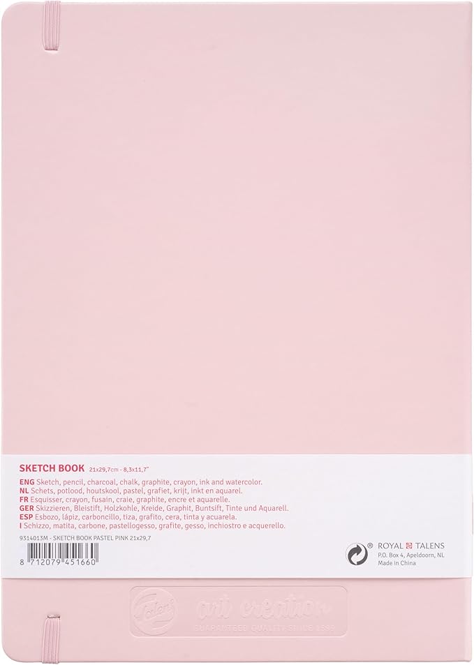 tarrence 441742 art creation sketchbook, drawing notebook, 8.3 x 11.8 inches (21 x 30 cm), pastel pink, t9314-013m