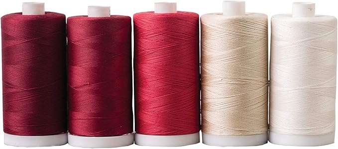 Connecting Threads 100% Cotton Thread Sets - 1200 Yard Spools (Set of 5 - Redwork)