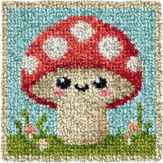 Numptain Latch Hook Kits for Adults,DIY Rug Crafts Mushroom Pattern Color Printed Canvas,Latch Hook Kits for Beginners Handmade Needlework Crafts Home Decoration,12"x12"