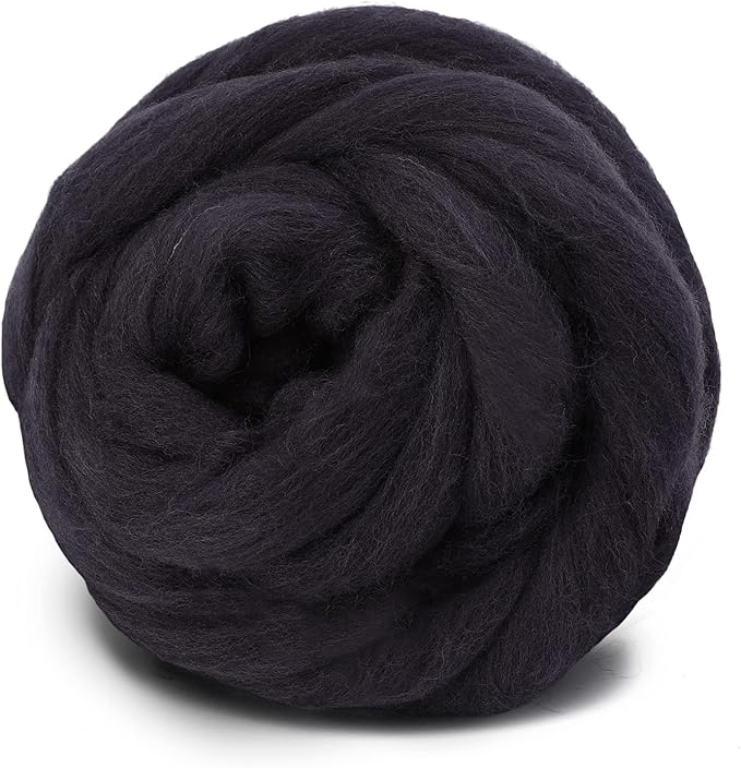 3.53oz Wool Roving, Wool Felting Supplies, Pure Wools, Chunky Yarn, Spinning Wool Roving for Needle Felting Wet Felting DIY Hand Spinning (Dark Brown)