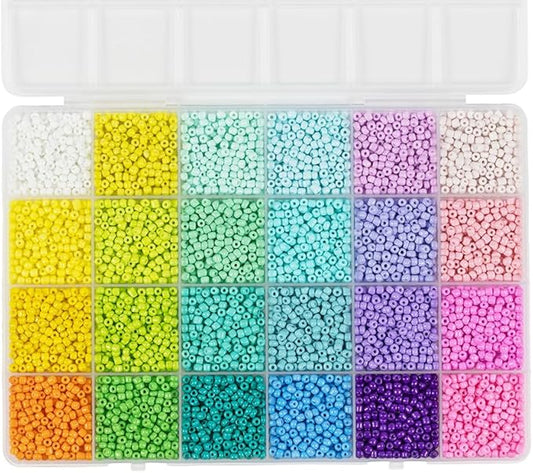 Macaron Color 3mm Seed Beads, 5200Pcs Glass Seed Beads Kit with Storage Box for DIY Necklace Bracelet Crafts