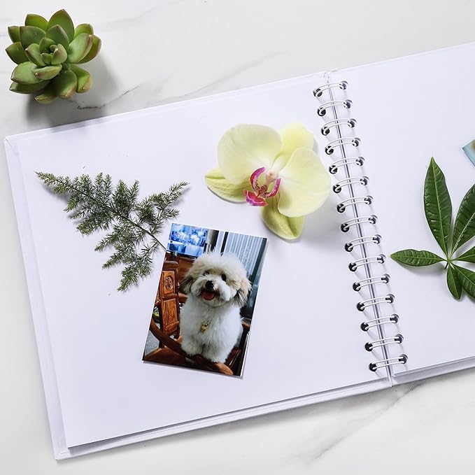 Scrapbook 8 x 8 Inch DIY Square Photo Window, Memory Book for Couples/Wedding/Newborn Baby, Photo Album Hardcover Kraft Paper White 20 Sheets/ 40 Pages