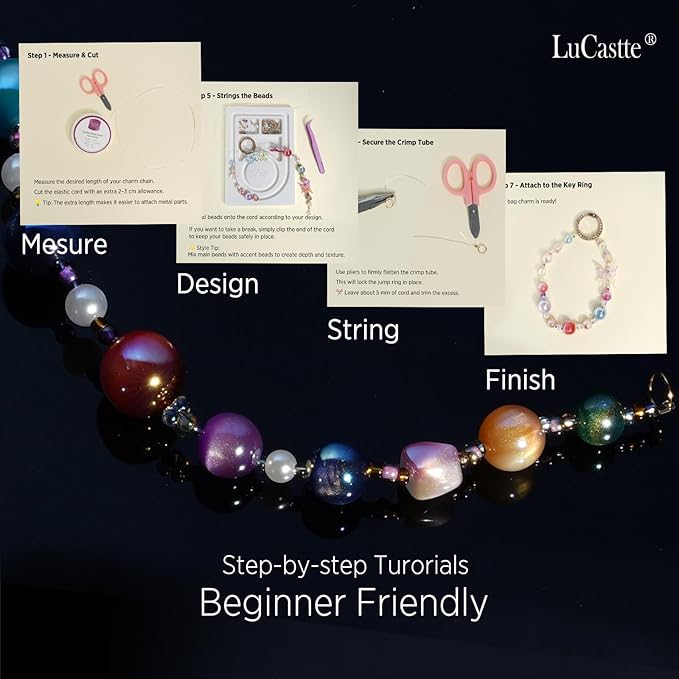 LuCastte Charm Bracelet Making Kit, Beads for Bracelets with Tools and Guide, Jewelry Making Supplies Premium Resin Cat Eye Beads Seed Beads, Galaxy Style Art Kit Gift Travel DIY