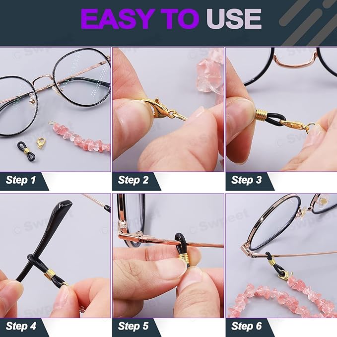 Swpeet 330Pcs Gold and Silver 3/4" Adjustable Silicone Eyeglass Chain Ends Spectacle End Connectors and 15/32" Stainless Steel Lobster Claw Clasps Kit, Bracelet Necklace Clasps Anti Spring Connector