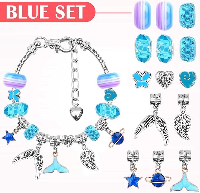 Acejoz 85 Pcs Charm Bracelet Making Kit, DIY Charm Bracelets Beads for Adults and Beginner Jewelry Making Kit