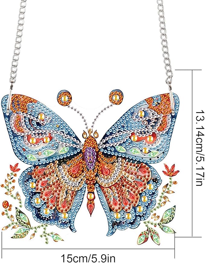 Butterfly Diamond Painting Pendant Kit for Adults, DIY Acrylic Special Shaped Rhinestone Diamond Art Hanging SunCatcher, Window Wall Door Decor for Home Garden, Valentine’s Day Birthday Gift