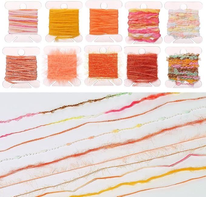 20 Pcs of 2-Yard Original Art Yarns - for DIY Art Yarns for Jewelry Making, Junk Magazines, Knitting, Crafts, Textile Decorative, Tassels, Vintage Yarn Card Making (Orange)