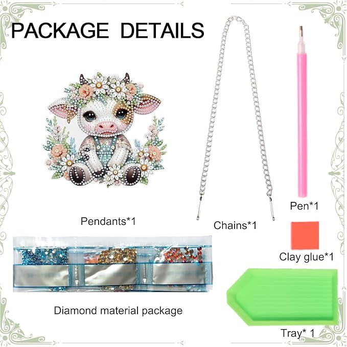 AiYuanzsh Cow Calf Diamond Painting Hanging Kit, 5D DIY Acrylic Special Shaped Diamond Art Pendant Ornament for Wall, Door, or Garden Decor, Cute Farm Animal Diamond Art Kit for Adults