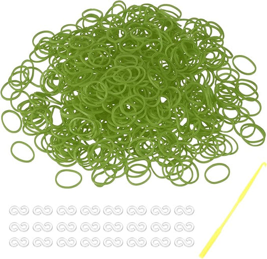 MECCANIXITY 600 Pcs Loom Rubber Bands Kit with 25 Pcs S-Clips 1-Hook Rubber Bands Refill Bracelet Making Kits for Weaving DIY Handcrafts Gift, Green