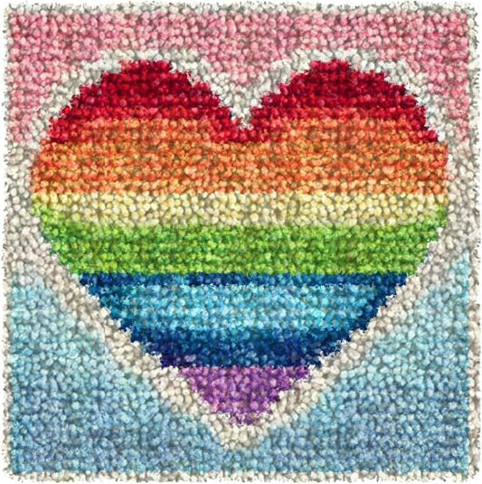 Numptain Latch Hook Kits for Adults,DIY Rug Crafts Rainbow Love Pattern Color Printed Canvas,Latch Hook Kits for Beginners Handmade Needlework Crafts Home Decoration,12"x12"
