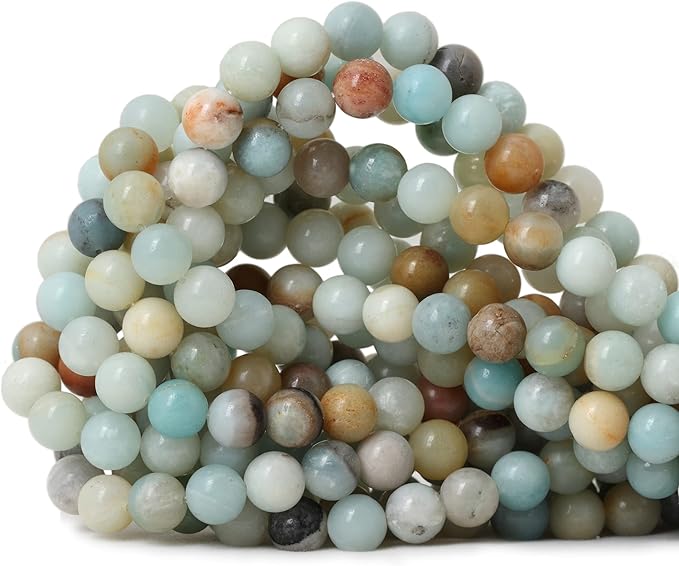 cheavian 45pcs 8mm natural mix color amazonite gemstone round loose beads stone beads for jewelry making diy 1 strand 15"
