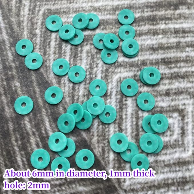 2000pcs Heishi Vinyl Beads Flat Round Polymer Clay Spacer Beads for Making Bracelet Necklace Earring Accessories DIY Handmade Craft(Lake Green, 6mm)