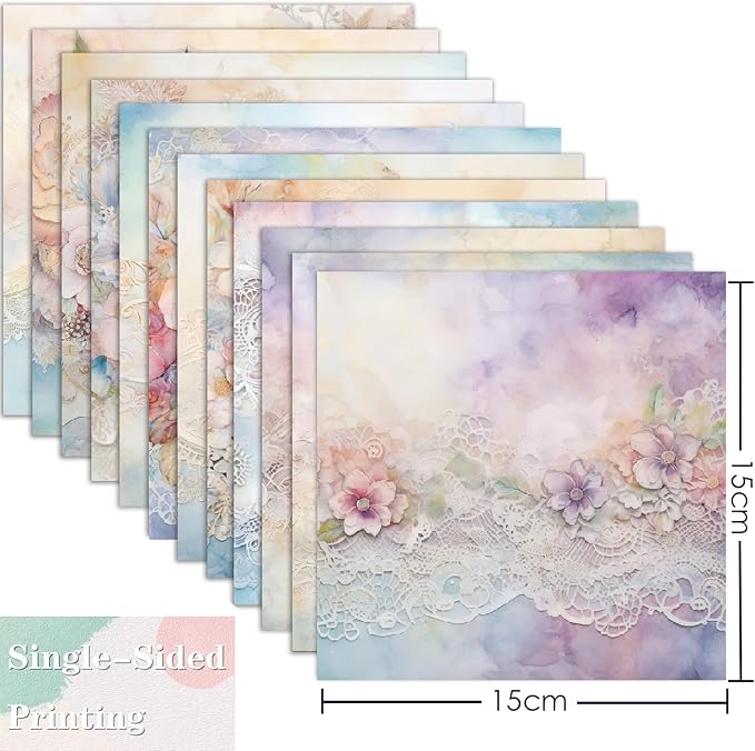YASMEN Flowers Scrapbook Paper Pad, 6x6 Single-Sided Valentine Cardstock Paper Pad for Card Making, Journals, Planner, DIY Envelopes, Greeting Cards, Decorative Art Craft -24 Sheets