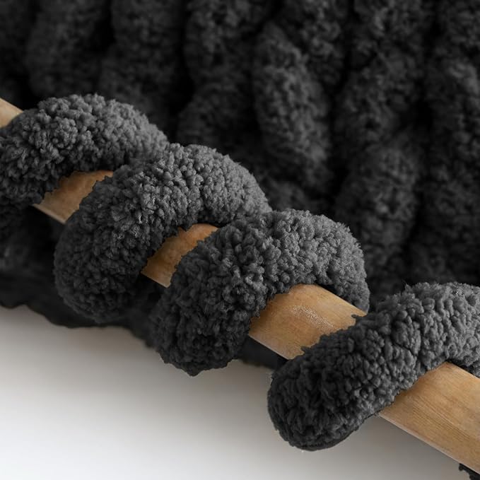 Jumbo Chunky Yarn for Hand Knitting - Super Thick Chenille Chunky Yarn for Crocheting - Extra Soft Bulky Fluffy Blanket Big Yarns 8 Jumbo Pack (27yds,8 oz Each Skein) Black