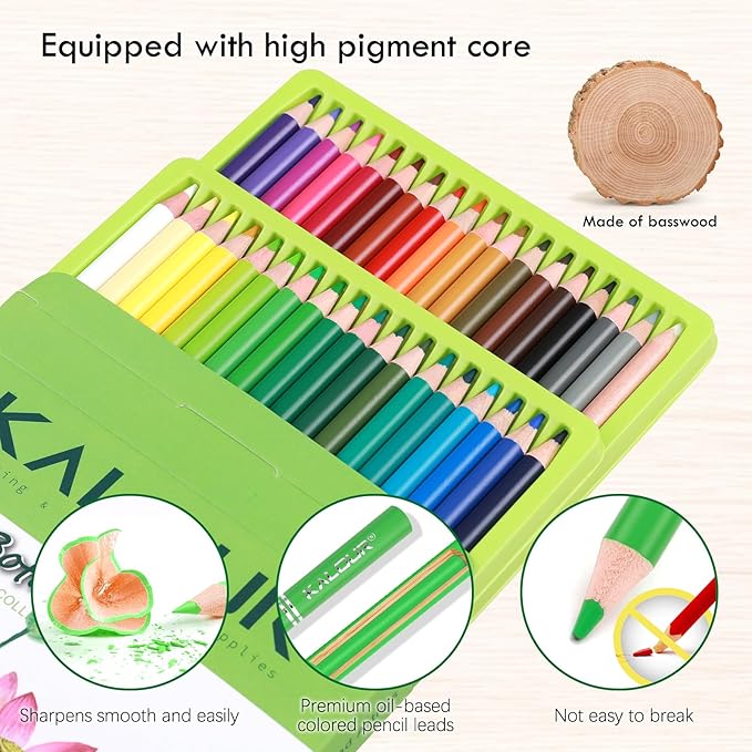 36-piece Green Botanical Colored Pencil Set, Pre-sharpened Wooden Colored Pencils for Adults Artists Beginners Coloring Books Drawing & Sketching