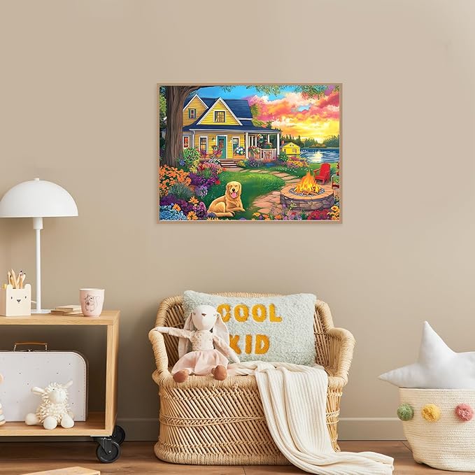 EIBEILI Adult Diamond Painting Set -Garden Dog Diamond Painting Set, 5D Diamond Painting, DIY Full Diamond Painting Gemstone Craft 11.8x15.7 inches