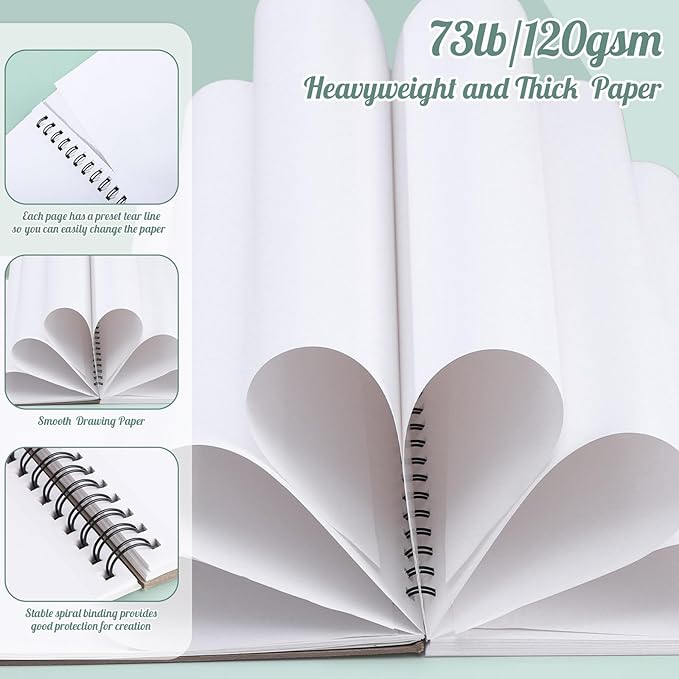 50 Sheets Marker Paper Pad, 9×12 Inch Bleedproof Art Sketch Pad, 73lb/120gsm Drawing Paper Spiral Sketch Book, Painting Coloring Alcohol Marker Paper for Beginners, Artists, Gift, Christmas